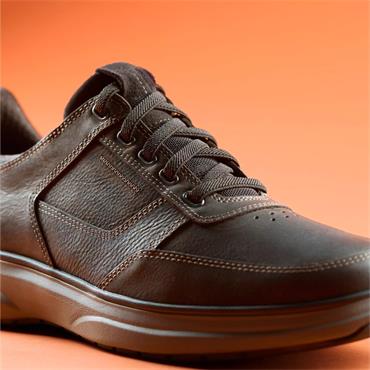CLARKS MENS EASY ON EASY OFF LACE SHOE - DARK BROWN LEATHER